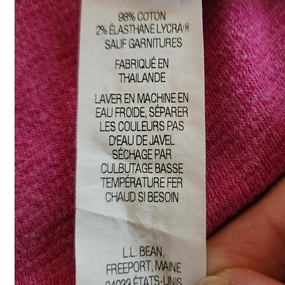 LL Bean Womens Raspberry Pink Waffle Knit Henley Top Long Sleeve Large Regular - Picture 7 of 9
